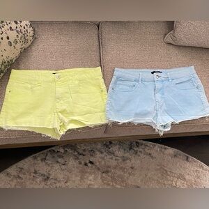 Stylish Women's Denim Shorts - Yellow and Light Blue Set